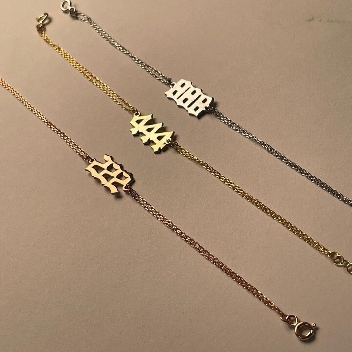 Angel Number Anklet Or Bracelet, Custom Numbers, Necklace 888, 111 222 333 444 555 666 777 999 000