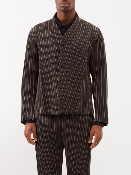 Homme Plissé Issey Miyake Tweed Pleats Suit Jacket - ShopStyle