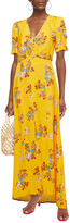 Thumbnail for your product : Paul & Joe Jaune gathered floral-print satin-jacquard maxi dress - Yellow - FR 36