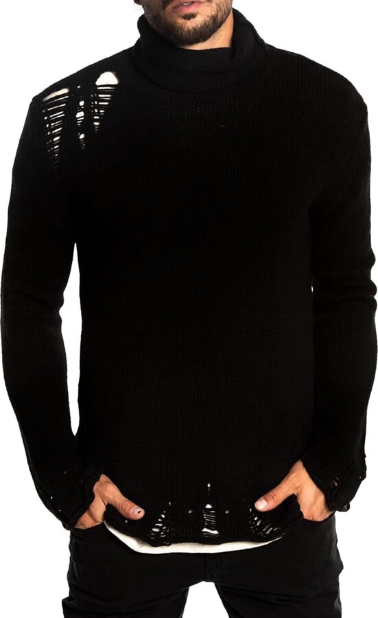 zxcvbnn Cropped Crewneck Sweatshirt Mock Neck Crochet Sweater Boho