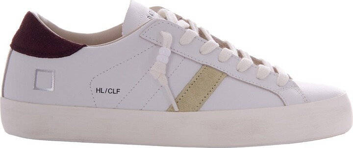 D.A.T.E White and Chocolate Hill Low Calf Sneakers