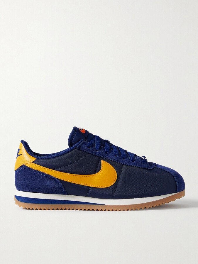 Nike Cortez Leather And Suede-trimmed Shell Sneakers - Blue