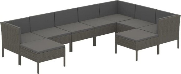 VidaXL vidaXLPatioLoungeSetOutdoorSectionalSofaSetTablePolyRattanGray