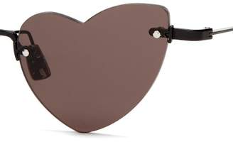 Saint Laurent Loulou Heart Shaped Acetate Sunglasses - Womens - Black