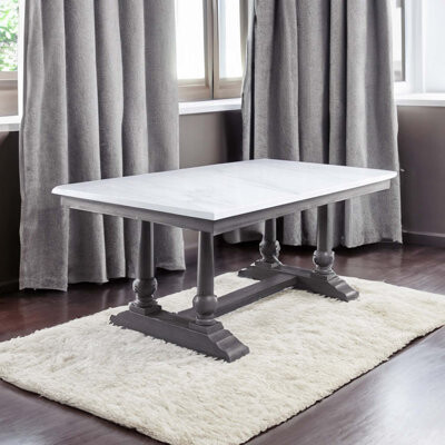 ACME Furniture Colter Dining Table Marble Top & Gray Oak Finish