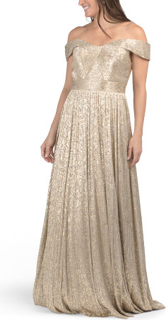 Off The Shoulder Gown With Metallic Accents for Women | Polyester/Metal