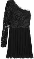 Thumbnail for your product : Nicholas One-Shoulder Guipure Lace And Crepe Mini Dress