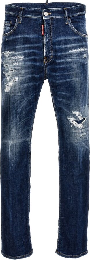 DSQUARED2 Logo Patch Distressed Jeans - ShopStyle