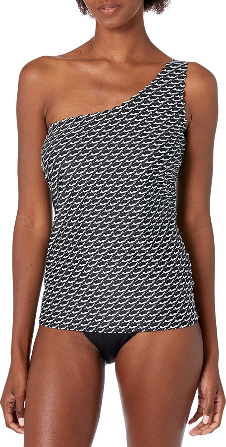 Amazon Brand - Coastal Blue Women's Swimwear One Shoulder Scalloped Edge  Tankini Top - ShopStyle Two Piece Swimsuits