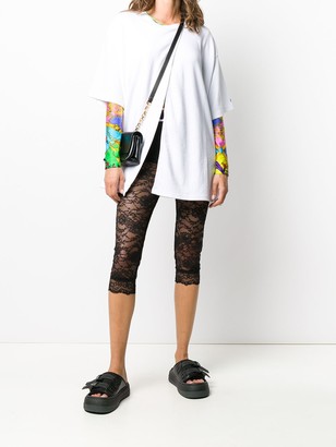 Versace Jeans Couture Cropped Logo-Print Lace Leggings