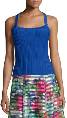 Nanette Lepore Sleeveless Ribbed Top with Scalloped Straps