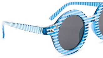 MonnaLisa Striped Print Round Frame Sunglasses