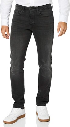 BOSS Mens Taber BC-P Tapered-fit Jeans in Washed Black Super-Stretch Denim