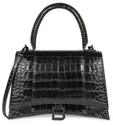 Thumbnail for your product : Balenciaga Hourglass Croc-Embossed Leather Top Handle Bag