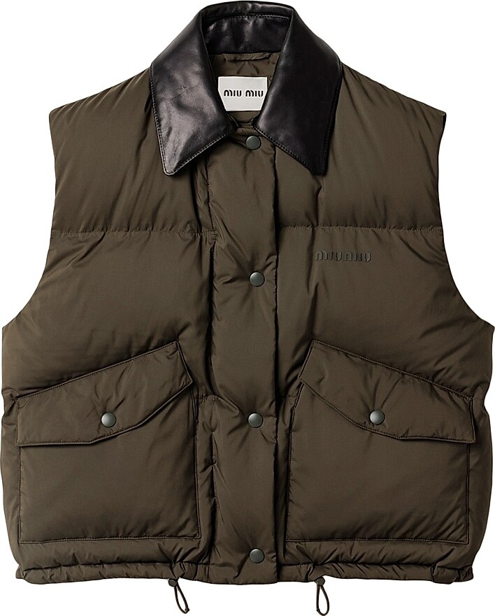 Miu Miu Women's Technical Pongé Down Vest - Green - Size 4