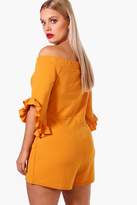 Thumbnail for your product : boohoo Plus Off The Shoulder Frill Sleeve Playsuit