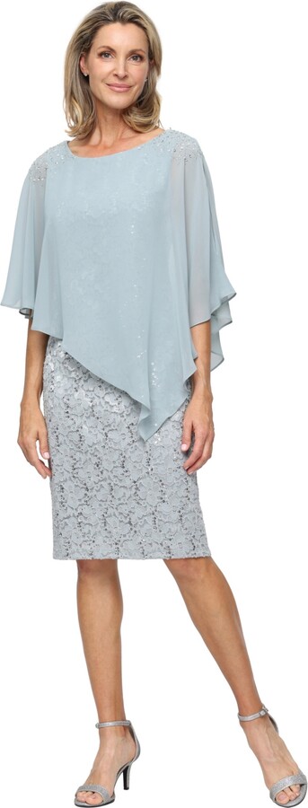 SL Fashions Women's Short Stretch Lace Sheath Dress