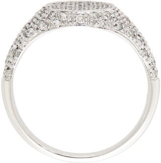 Yvonne Léon White Diamond Mini Oval Signet Ring