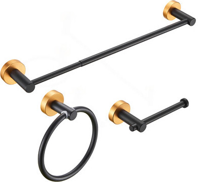 CHENYUANDIANZI Bathroom Hardware Set, Thicken Space Aluminum 3 PCS Towel Bar Set- Brushed Gold 16-27 Inches Adjustable Bathroom Accessories Set