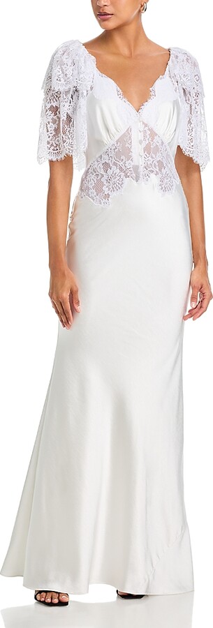 Self-Portrait Fine Lace Satin Maxi Dress