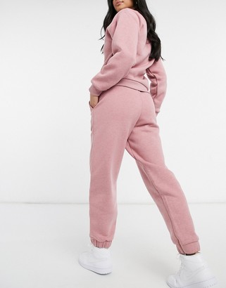 ASOS Petite ASOS DESIGN Petite tracksuit oversized sweat with embroidery / oversized jogger in pink marl
