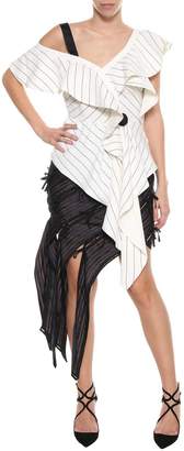 Self-Portrait Striped Satin Skirt From