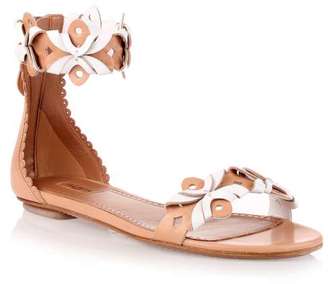 Alaia Nude and white leather flat sandal
