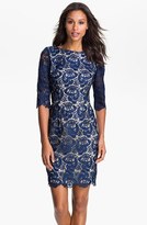 Thumbnail for your product : Eliza J Embroidered Lace Overlay Sheath Dress (Regular & Petite)