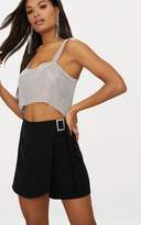 Thumbnail for your product : PrettyLittleThing Emerald Green Faux Suede Buckle Wrap Skort