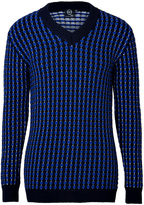 Thumbnail for your product : McQ Wool Blend Spotted Knit Pullover in Black/Optic Blue