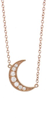 Andrea Fohrman White Diamond Crescent Moon Necklace - Rose Gold