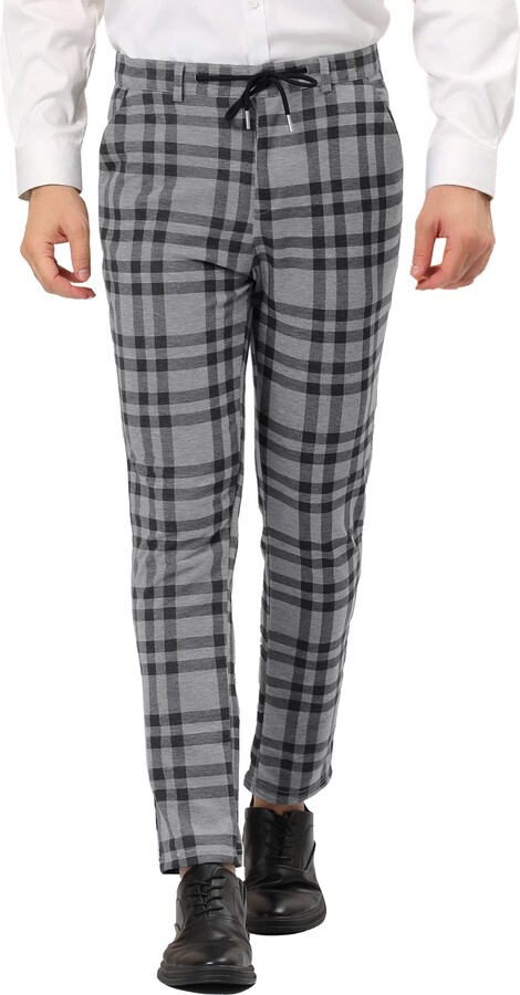 Lars Amadeus Houndstooth Dress Pants for Men's Big and Tall Plaid