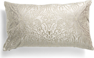 TJMAXX 14X24 Luxe Velvet Metallic Cartouche Embossed Pillow Cotton