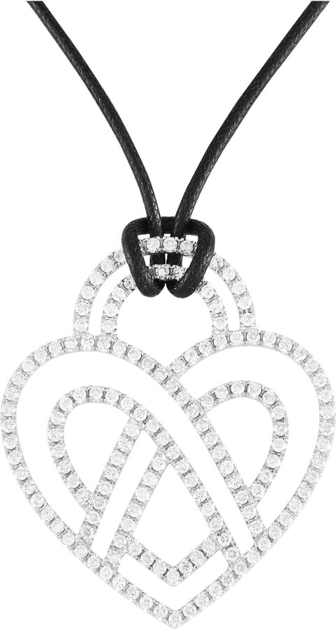 POIRAY Large 18k White Gold 3.75 Carat Diamond Heart Pendant Necklace