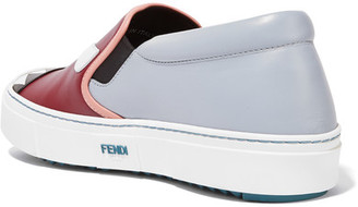 Fendi Bag Bug Leather Slip-on Sneakers - Light blue