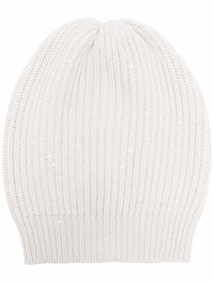 Brunello Cucinelli Rib-Knit Cashmere Beanie Hat