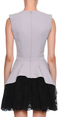 Alexander McQueen Sleeveless Drop-Waist Contrast Lace Mini Dress