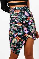 Thumbnail for your product : boohoo Floral Rouched Wrap Mini Skirt