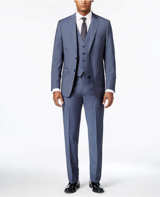 Calvin Klein Men's Extra-Slim Fit Light Blue Neat Vested Suit