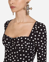 Thumbnail for your product : Dolce & Gabbana Cady Fabric Small Polka-Dot Print Longuette Dress
