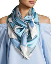 Thumbnail for your product : Anna Coroneo Silk Chiffon Square Floral Canopy Scarf, Light Blue