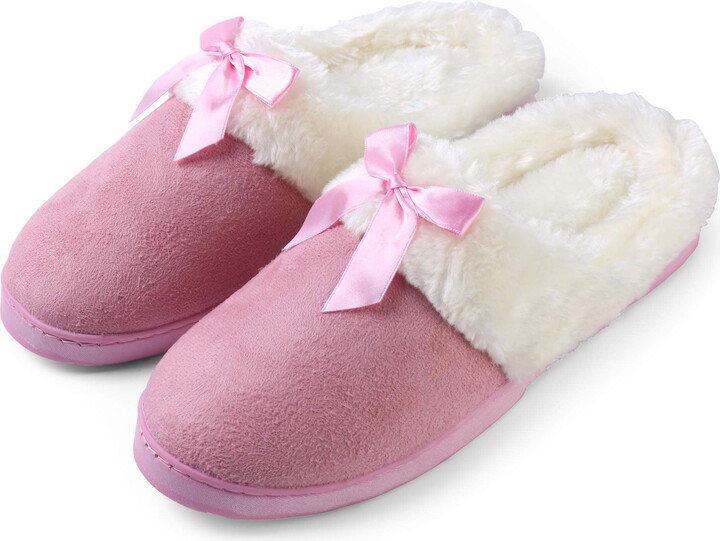 Aerusi Womens Edit Bow Scuff Slip-on Indoor Slippers