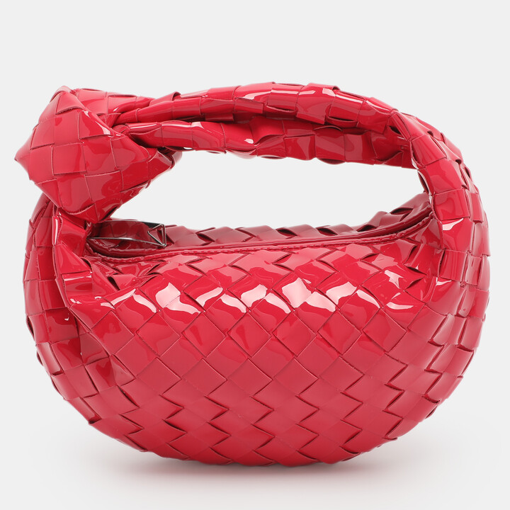 Bottega Veneta Jodie Mini Pink Intrecciato Patent Leather Hobo