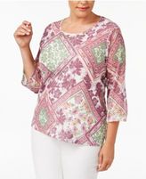 Thumbnail for your product : Alfred Dunner Plus Size Palm Desert Collection Embellished Printed Top