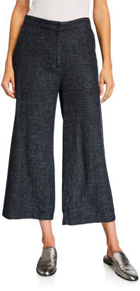 Eileen Fisher Tweedy Hemp/Cotton Wide-Leg Crop Pants