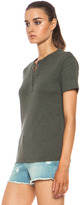 Thumbnail for your product : Raquel Allegra Henley Cotton-Blend Tee in Vintage Green
