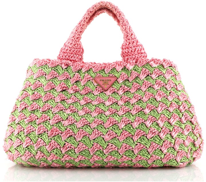 prada raffia tote bag