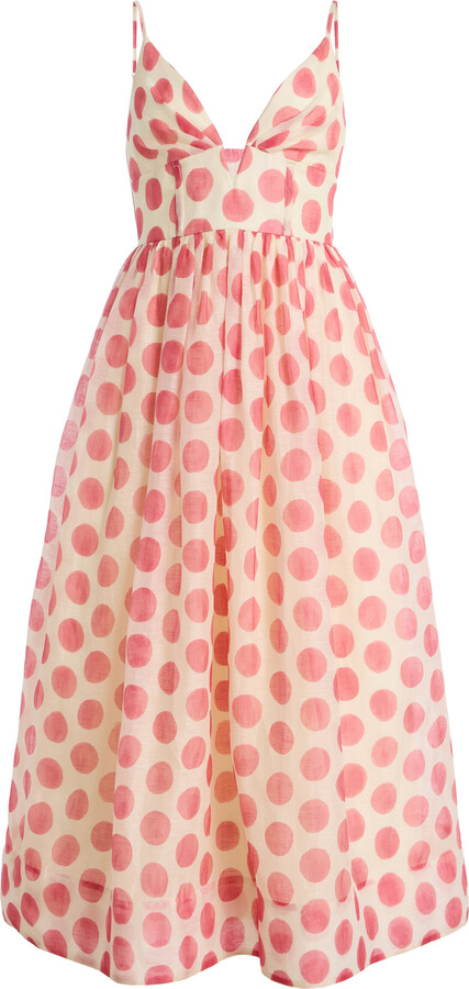 Cara Cara Dot Linen-Silk Midi DressCara