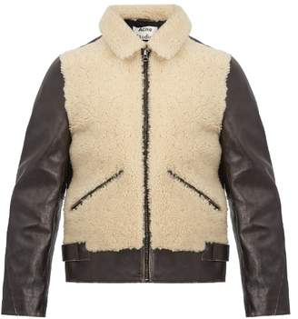 Acne Studios Shearling-trimmed leather bomber jacket