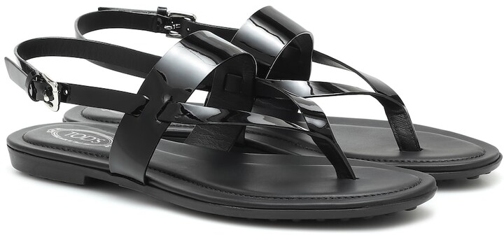 patent leather thong sandals
